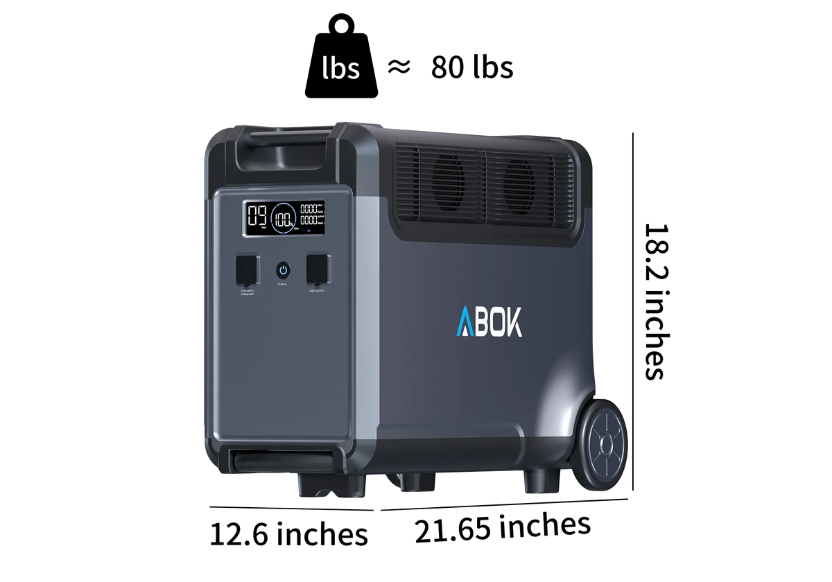 ABOK Ark3600 extra battery weight graphic with a front product view of the expansion battery.