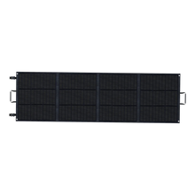 ABOK ASP200 foldable 200W solar panel shown fully unfolded in a straight front view.